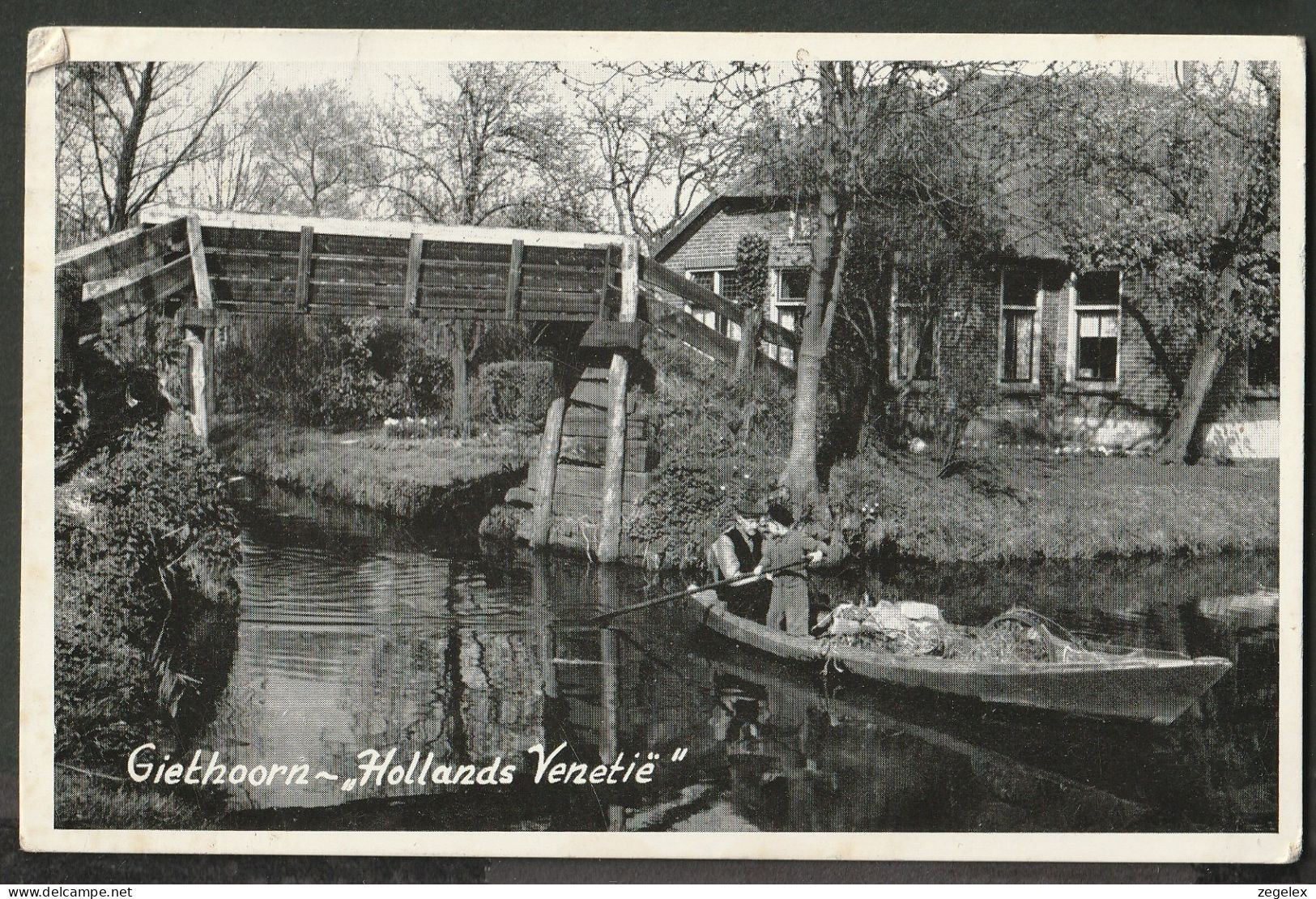 Giethoorn 1957 - Hollands Venetië Met Punter Tussen De Boerderijen - Farmhouse - Giethoorn