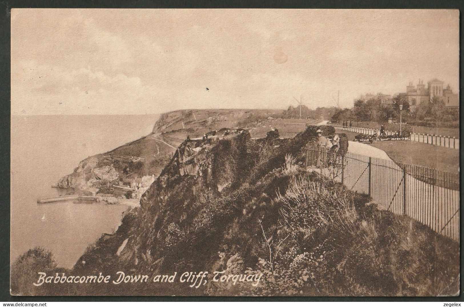 Torquay 1921 - Babbacombe Down And Cliff With People - Torquay