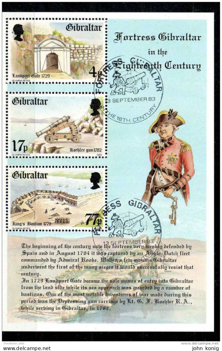 GIBILTERRA - GIBRALTAR - FOGLIETTO FRANCOBOLLI - STAMPS SHEET - THE FORTRESS - 1983 - Gibraltar