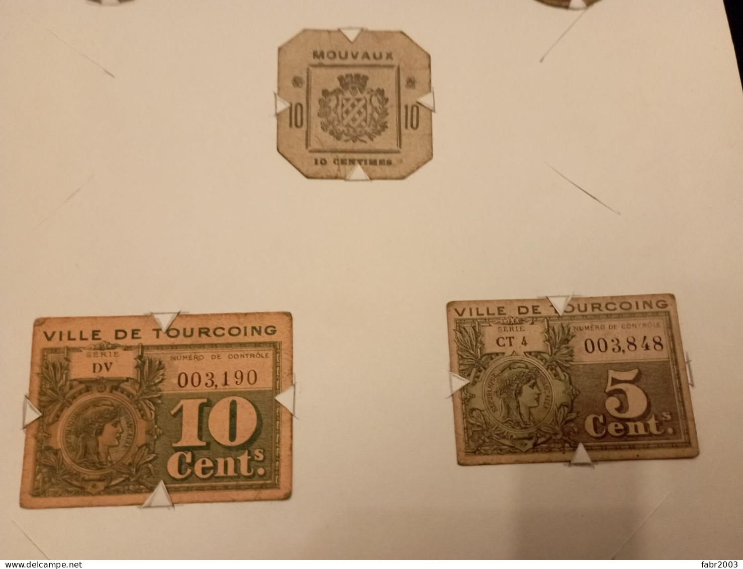 6 Bons De Nécessité Mouvaux, Wattrelos, Tourcoing Et 1 à Identifier. Etat Voir Photos. - Notgeld