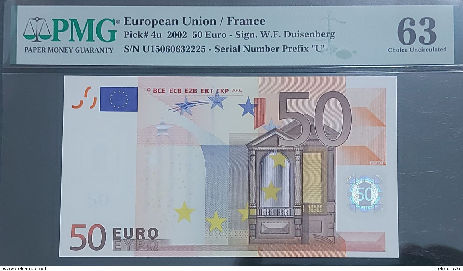 50 EURO L003 France Serie U Duisenberg PMG Graded 63 - 50 Euro