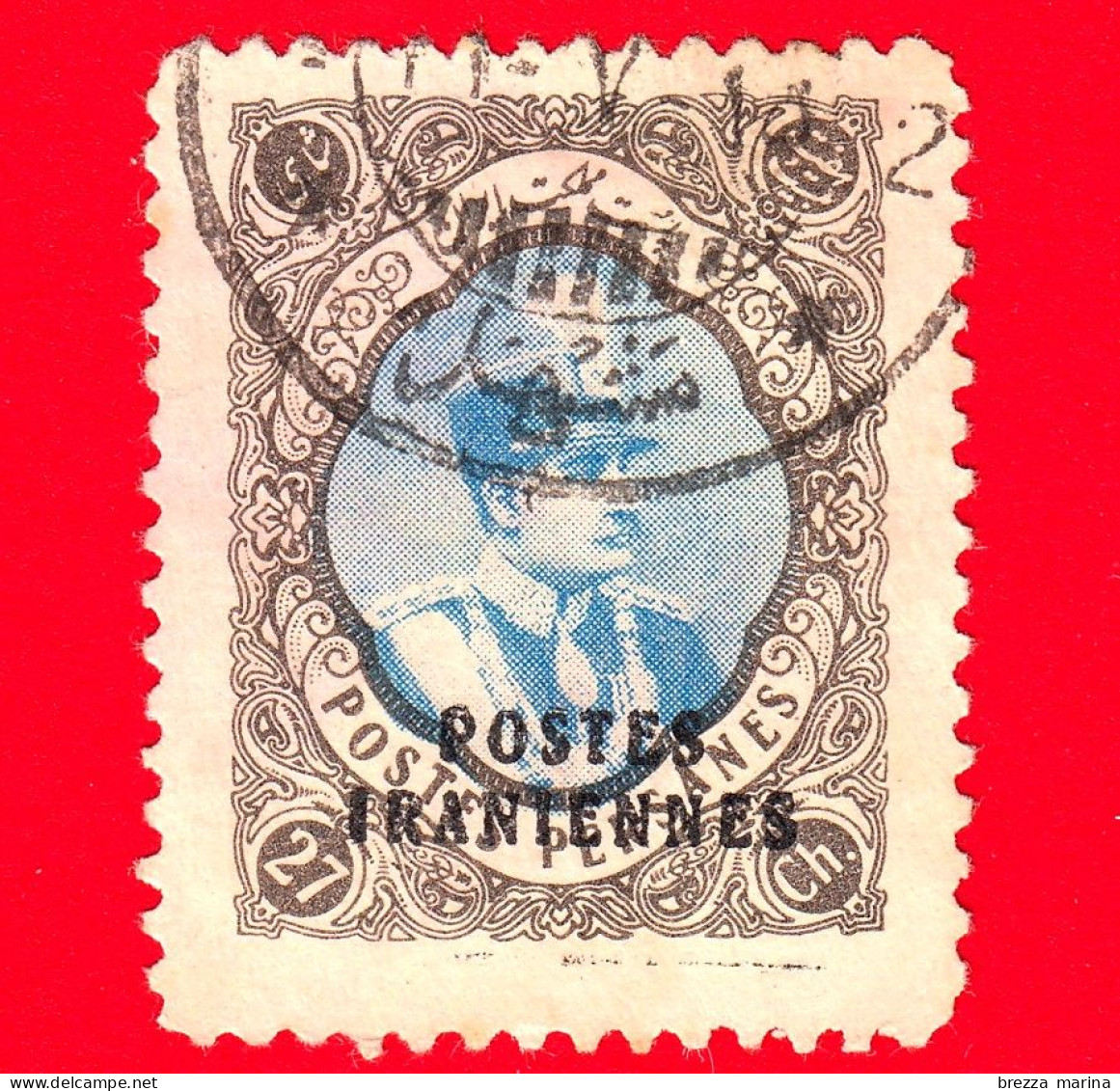 IRAN - Persia - Usato - 1935 - Reza; Shah Pahlavi (1878-1944) In Un Ovale  27 - Sovrastampa 'Poste Iraniane' - Iran