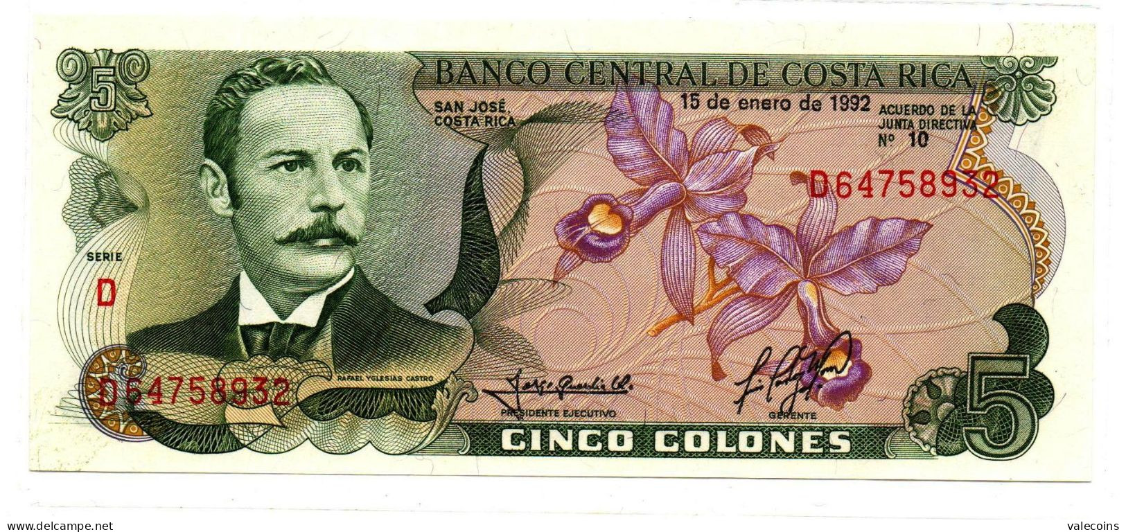 COSTA RICA - 15/01/1992 - 5 Colones - Pick 236 E - UNC         MyRef:AME - Haiti