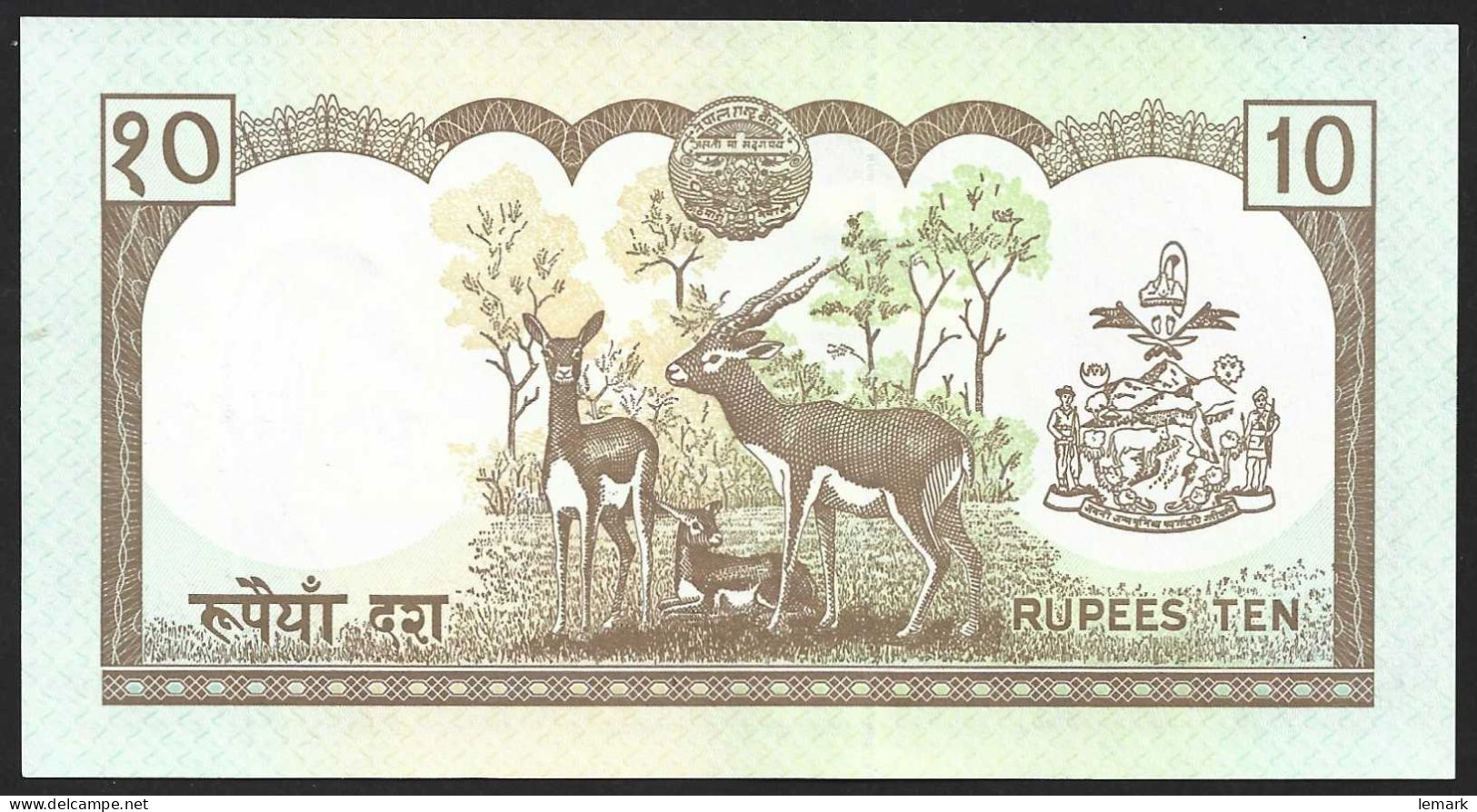 Nepal 10 Rupees 1995-2000 P31b UNC - Népal