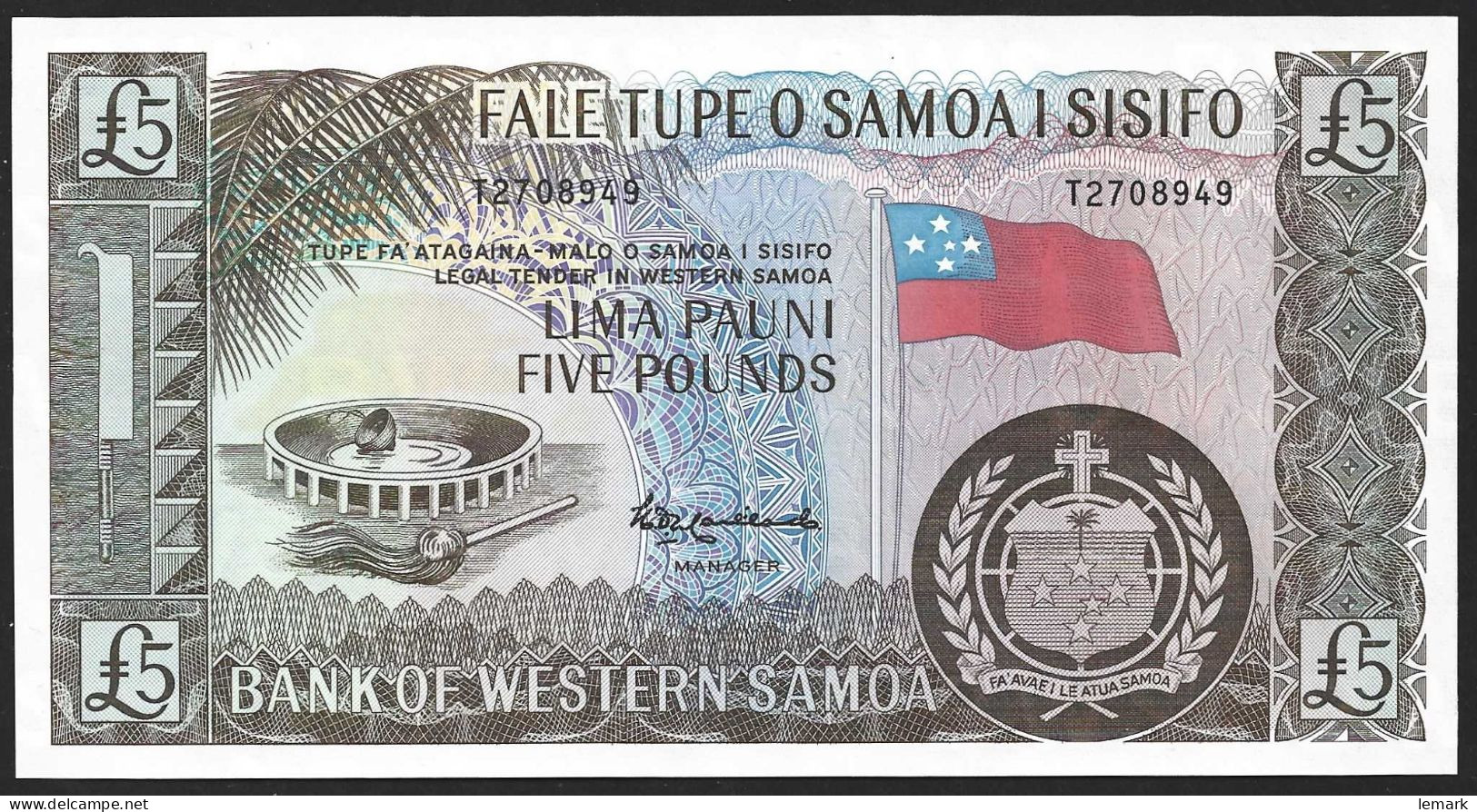 Samoa 5 Pounds 1963 (reprint 2020) P15CS UNC - Samoa