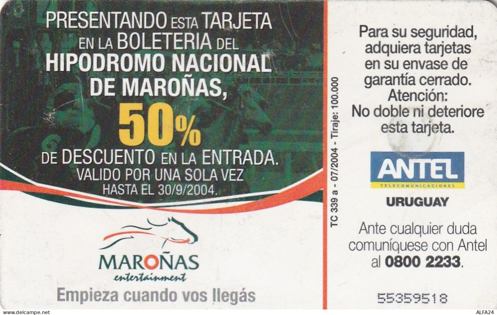 PHONE CARD URUGUAY  (E2.19.8 - Uruguay