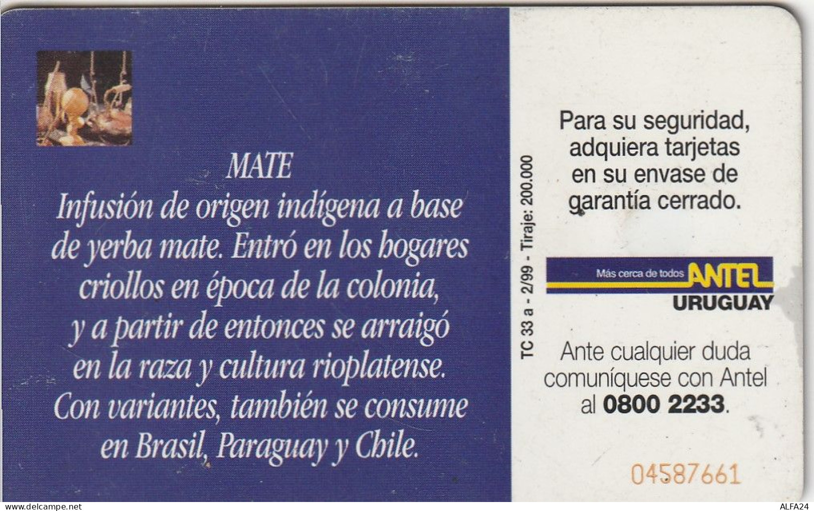 PHONE CARD URUGUAY  (E2.16.3 - Uruguay