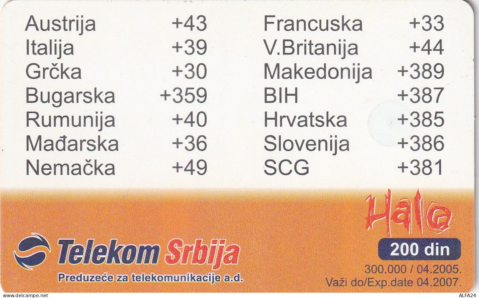 PHONE CARD SERBIA  (E2.14.4 - Jugoslavia