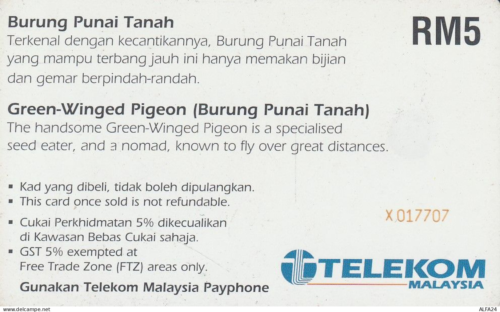 PHONE CARD MALESIA  (E2.8.1 - Malasia