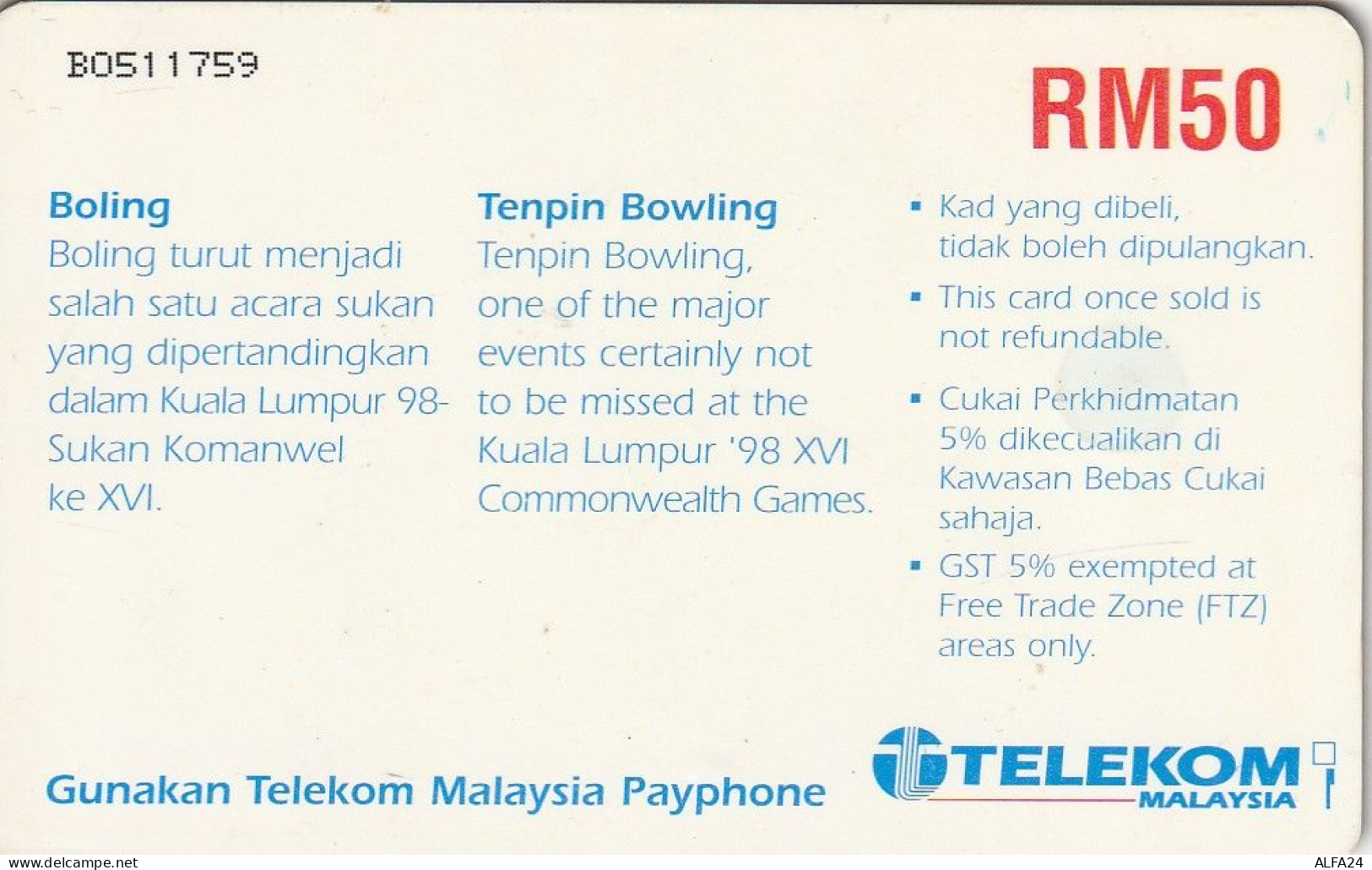 PHONE CARD MALESIA  (E2.7.7 - Malaysia