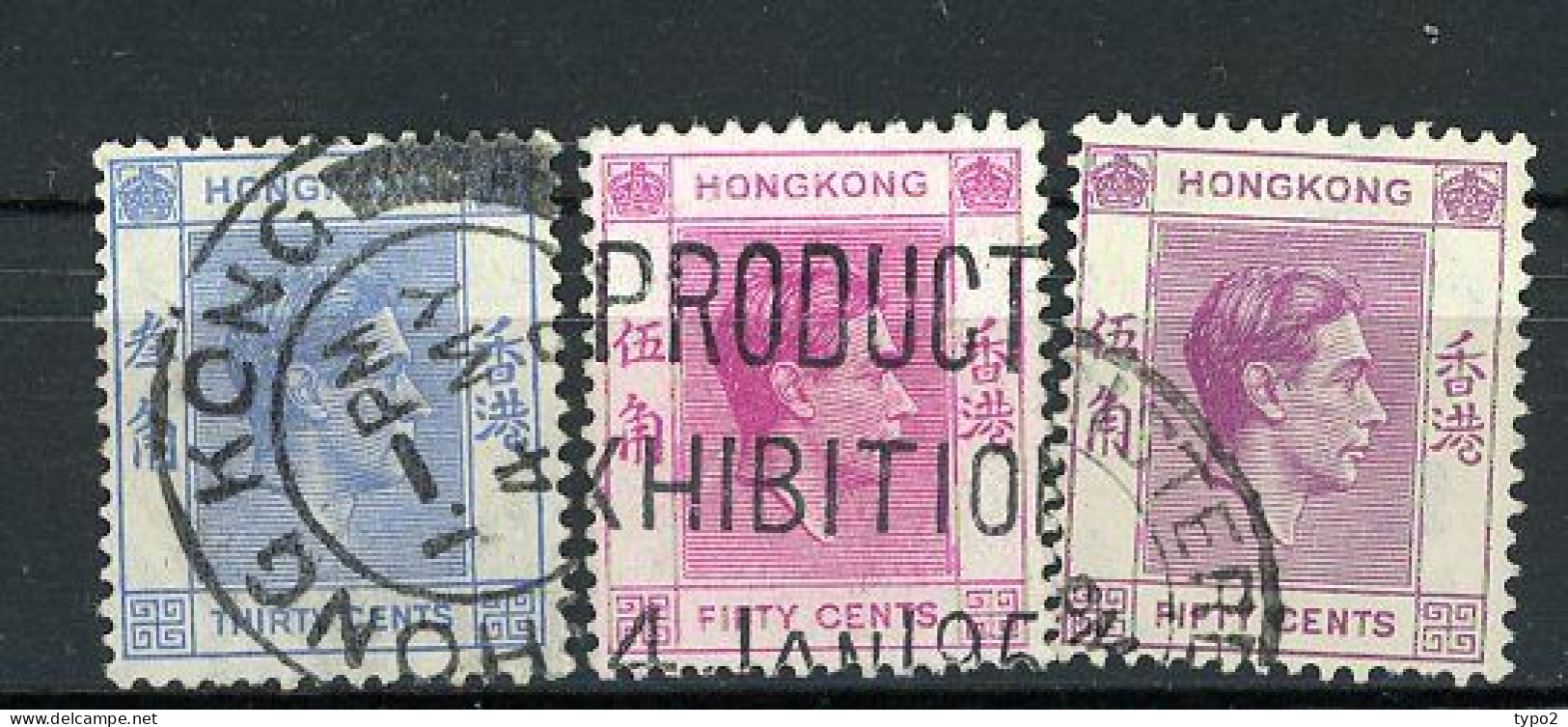 H-K  Yv. N° 151,152,152a SG N°152,153,153b  (o)  25c, 50c George VI Cote 1,45 Euro BE  2 Scans - Used Stamps