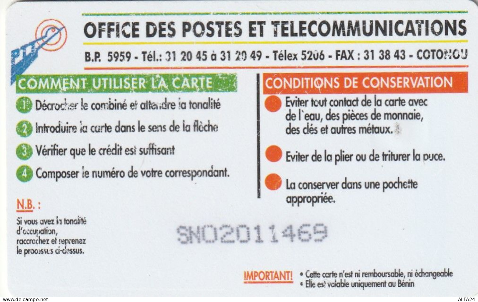 PHONE CARD BENIN  (E1.23.2 - Benin