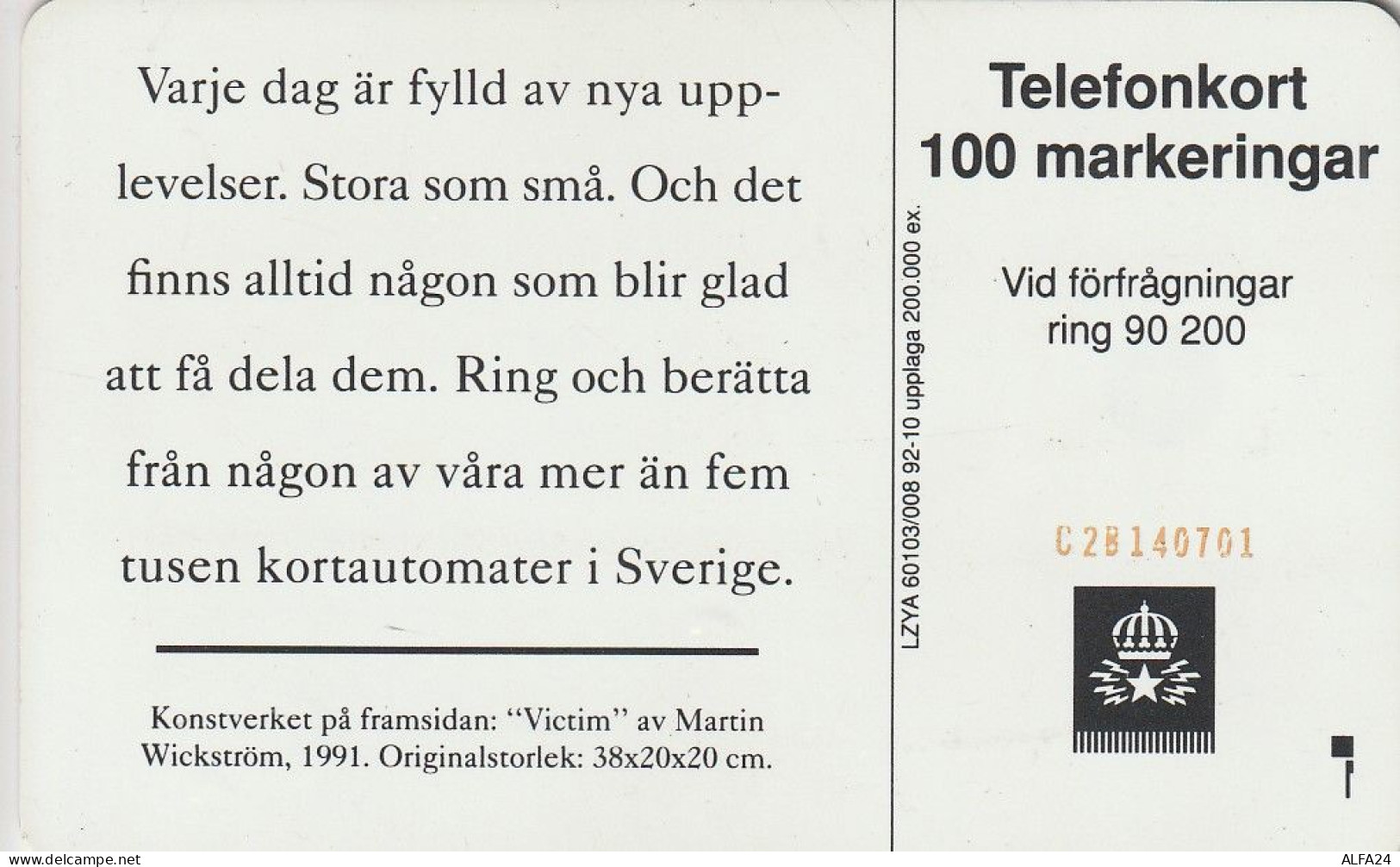 PHONE CARD SVEZIA  (E1.12.7 - Suède