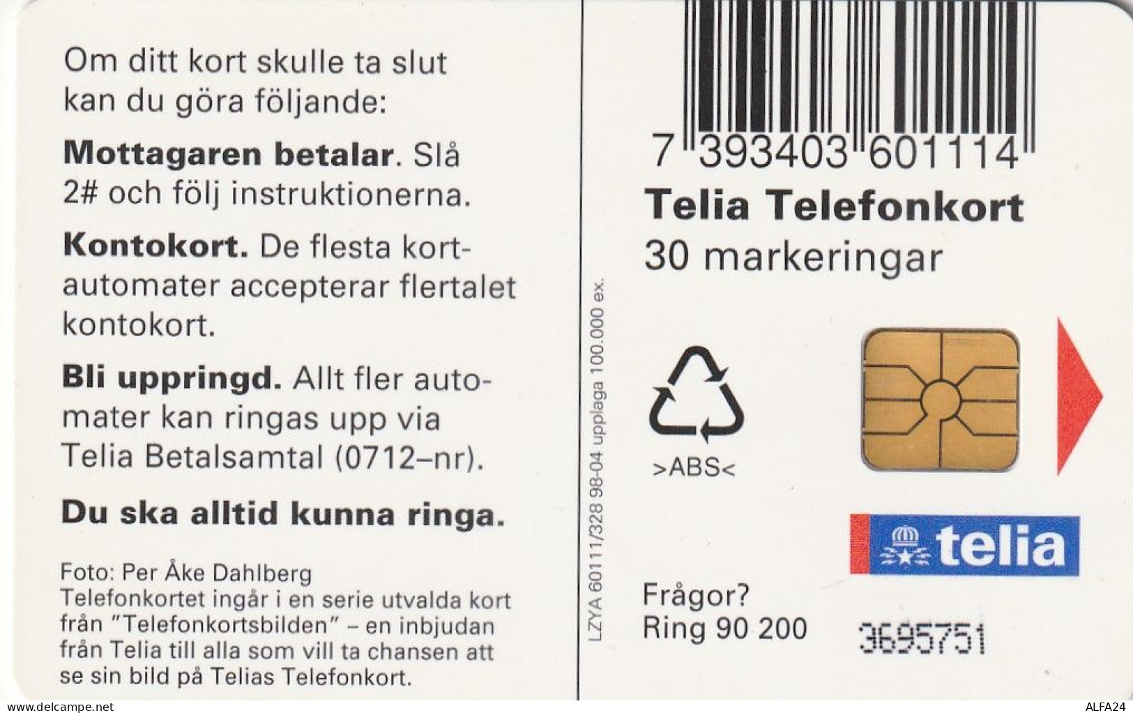 PHONE CARD SVEZIA  (E1.10.8 - Suède