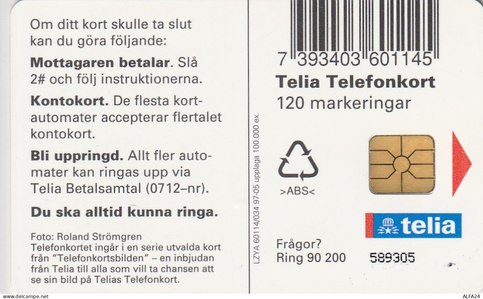 PHONE CARD SVEZIA  (E1.8.7 - Suède