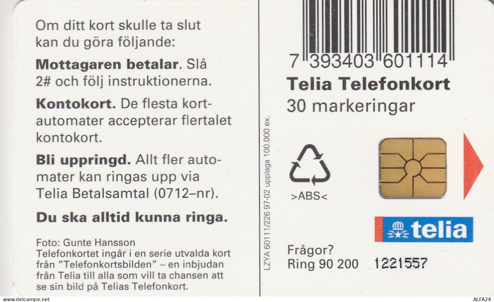 PHONE CARD SVEZIA  (E1.8.5 - Schweden