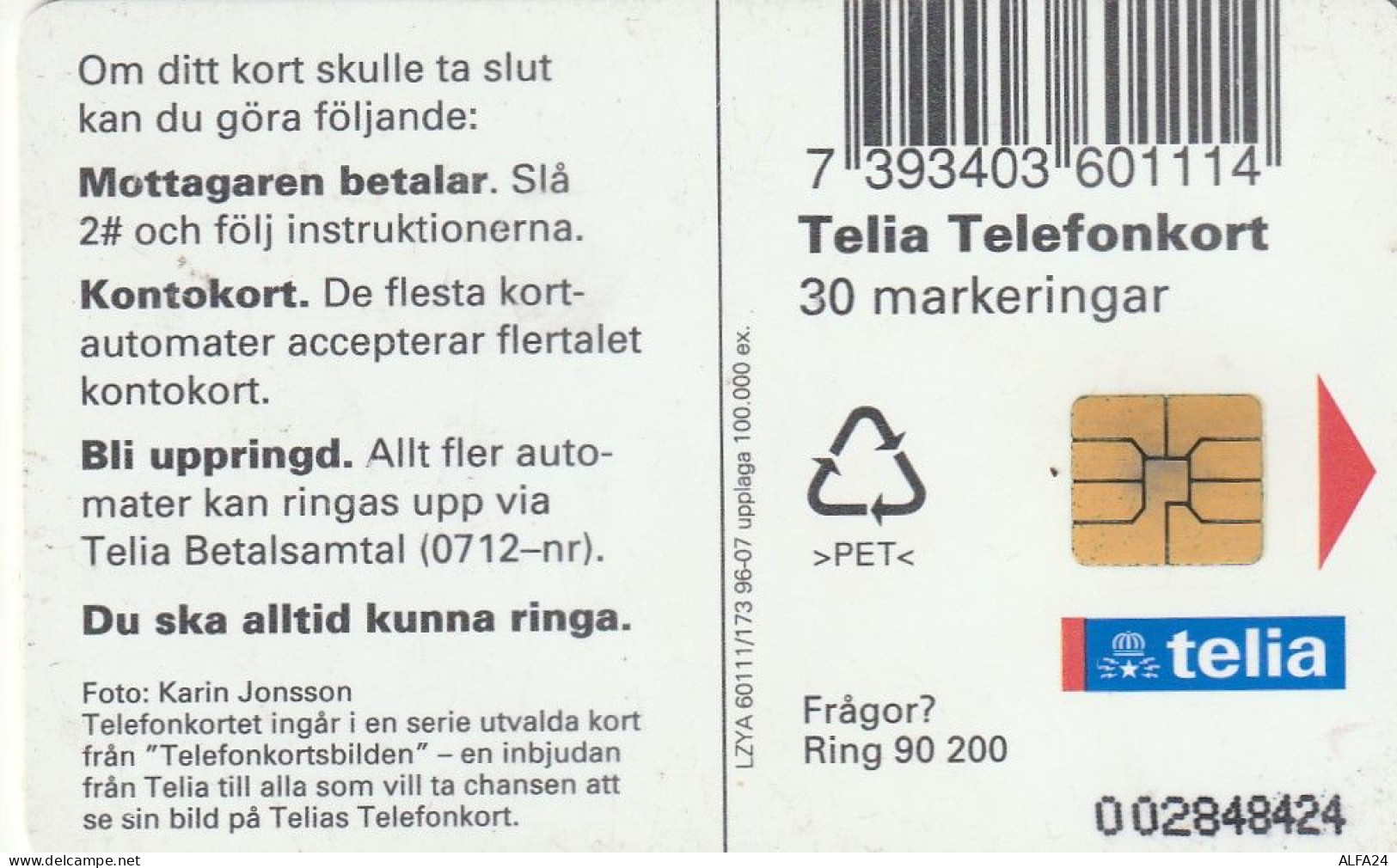 PHONE CARD SVEZIA  (E1.8.2 - Suecia