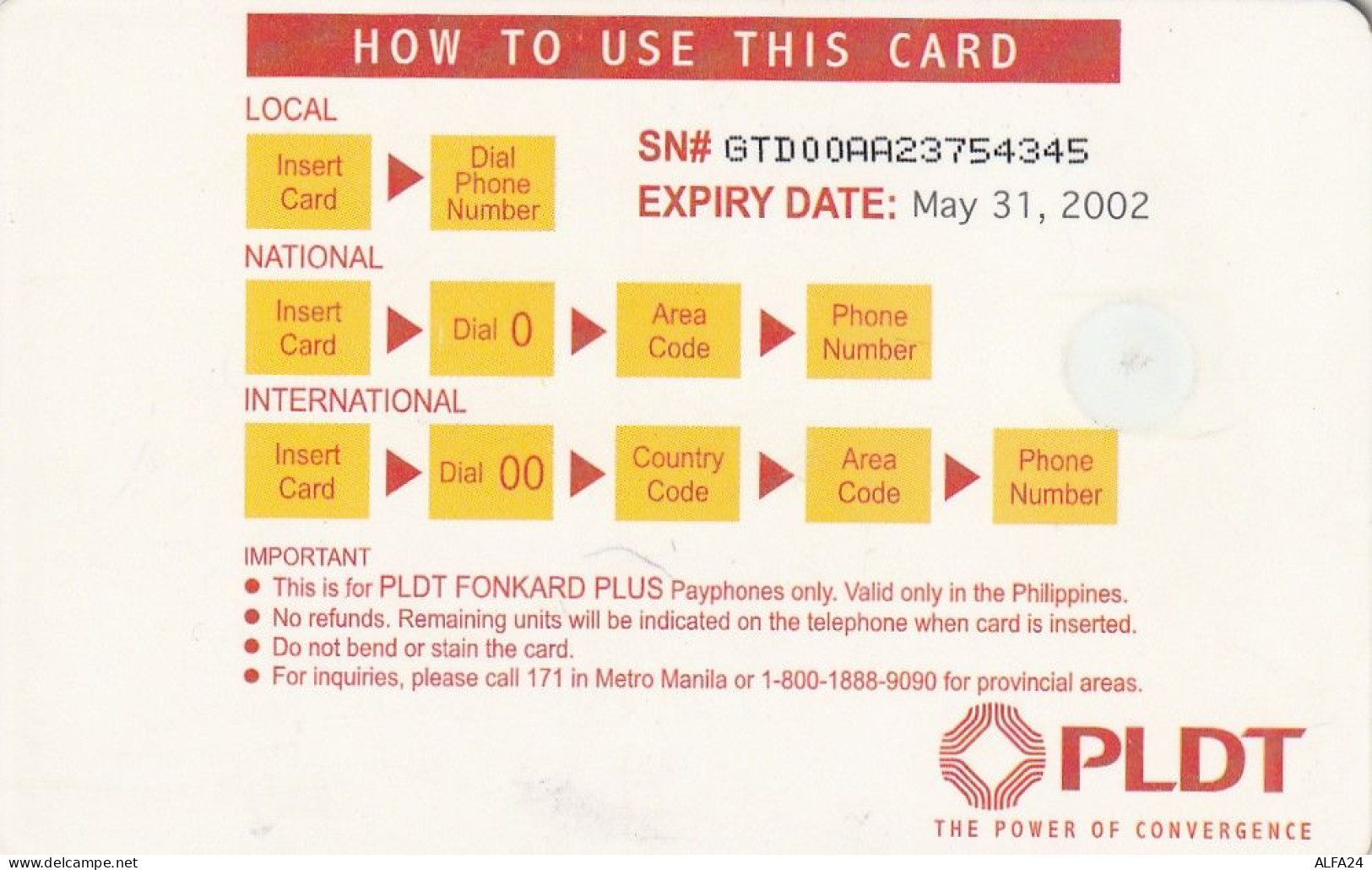 PHONE CARD FILIPPINE  (E1.4.5 - Filippine