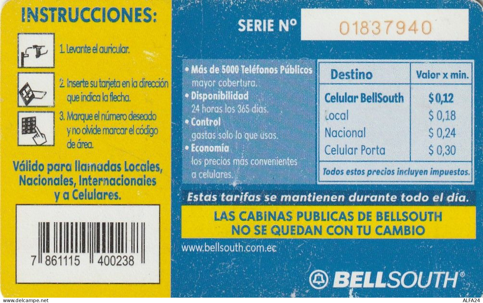 PHONE CARD ECUADOR  (E1.1.1 - Ecuador