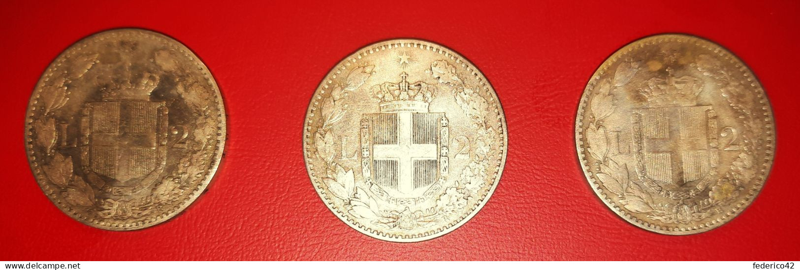 REGNO D' ITALIA 3 MONETE ARGENTO DA 2 LIRE 1° TIPO 1884 CONDIZIONI BB/SPL - 1878-1900 : Umberto I