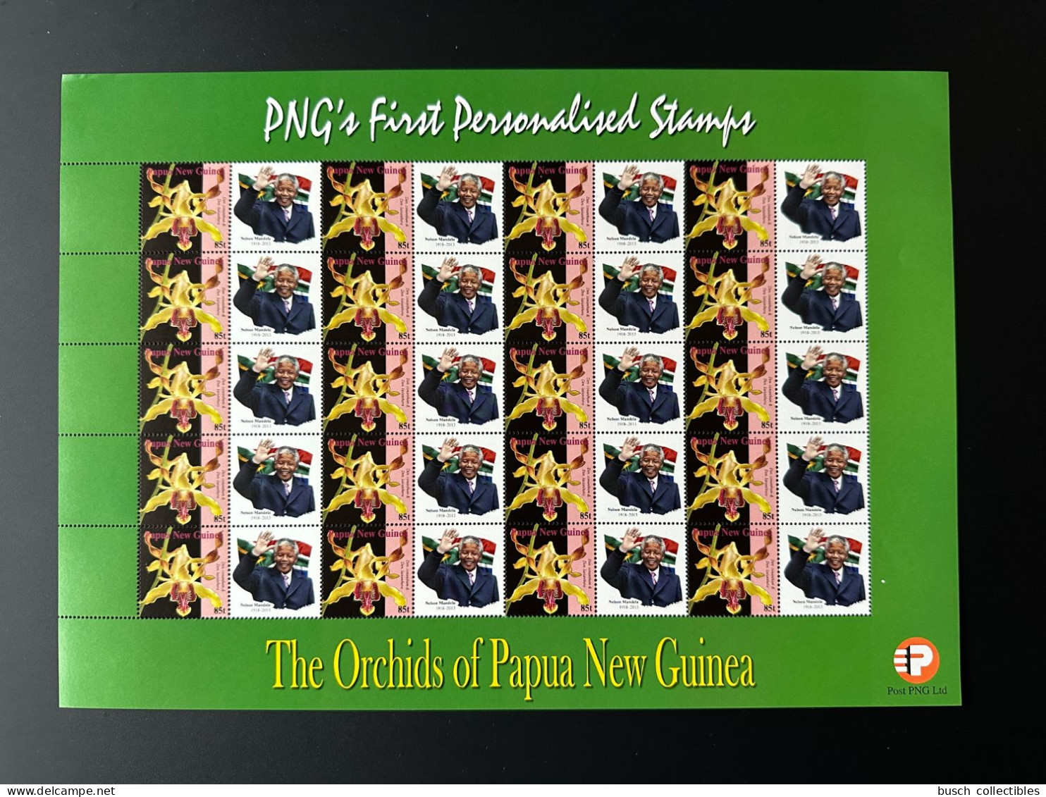 Papua New Guinea PNG 2007 Mi. 1244 Personalized Nelson Mandela South Africa Fahne Drapeau Flag Orchids Flowers - Briefmarken
