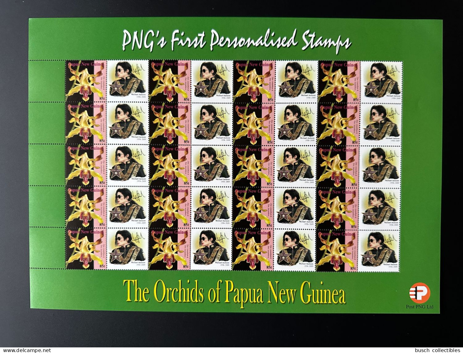 Papua New Guinea PNG 2007 Mi. 1244 Personalized Michael Jackson Music Musik Musique Singer Chanteur Orchids Flowers - Chanteurs