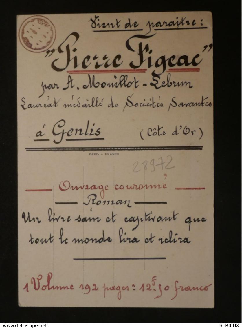 DG10  OCEANIE   CARTE PUB LITTERAIRE FIGEAC . CURIOSITé++1920++UNE TRIBU ++ - Storia Postale