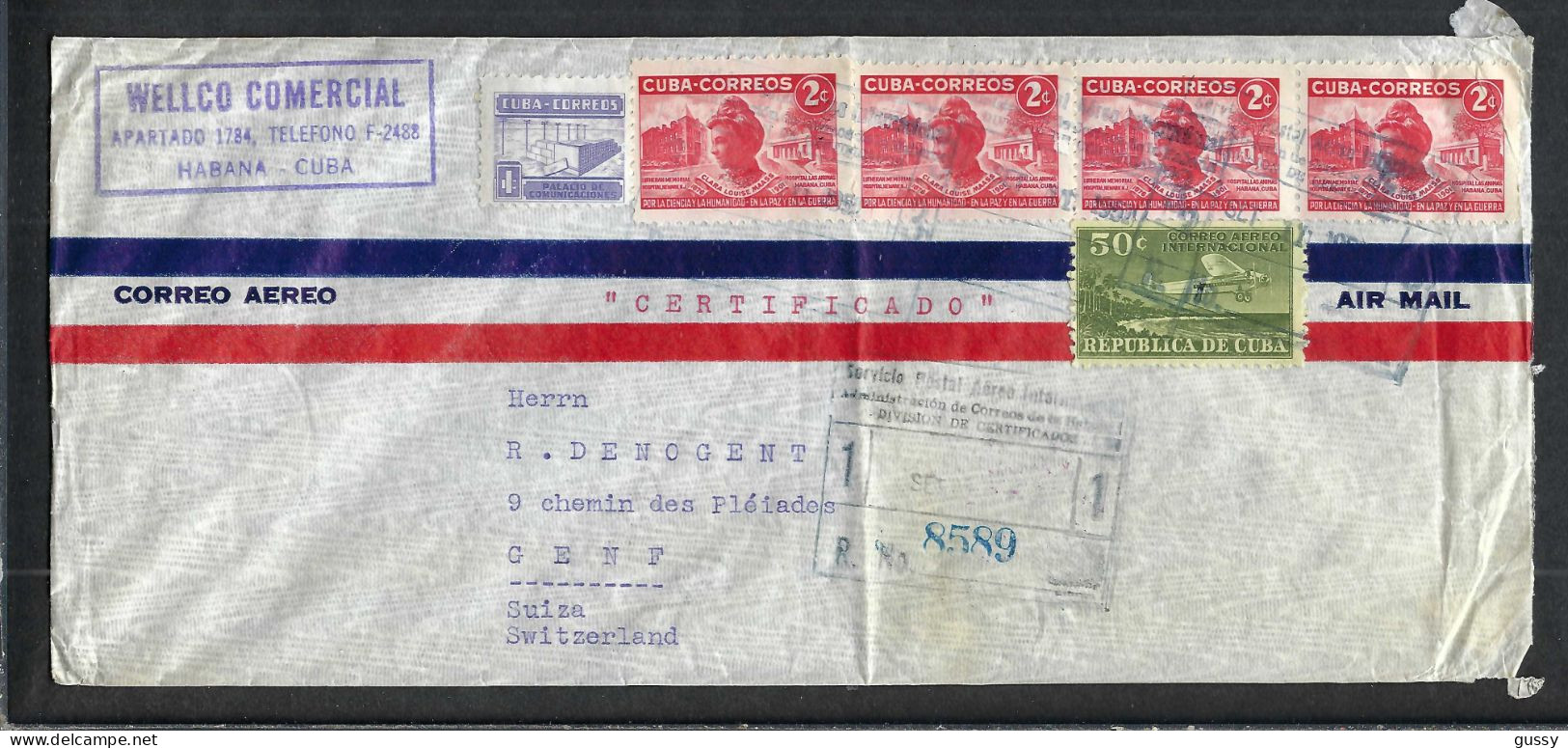 CUBA Ca.1951: LSC De Habana à Genève (Suisse) - Storia Postale