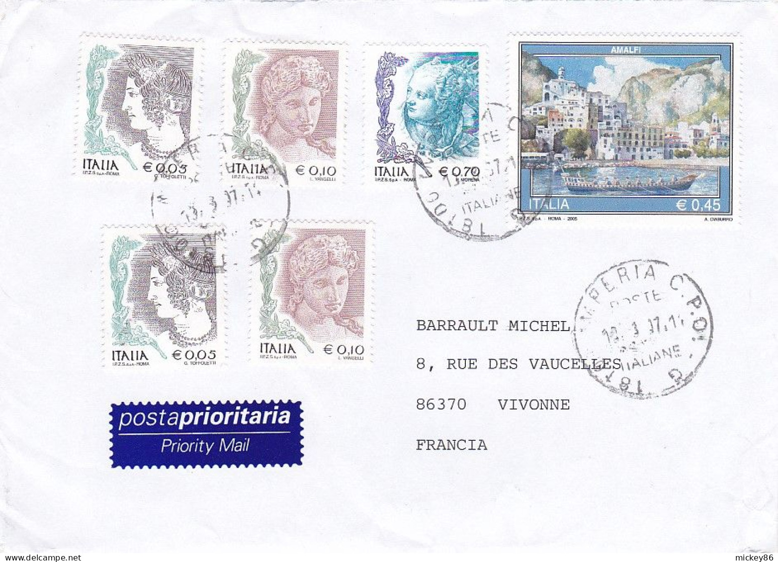 Italie--2007 -Lettre De IMPERIA Pour VIVONNE (France) --composition De Timbres..cachets - 2001-10: Storia Postale