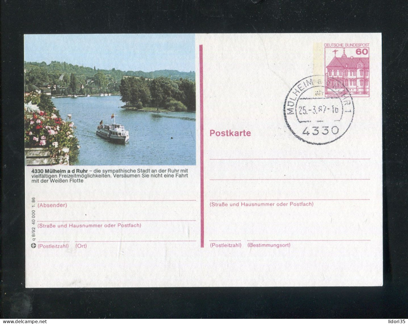 "BUNDESREPUBLIK DEUTSCHLAND" Bildpostkarte Mit Bildgleichem Stempel Ex "MUELHEIM A.d. RUHR" (5520) - Illustrated Postcards - Used