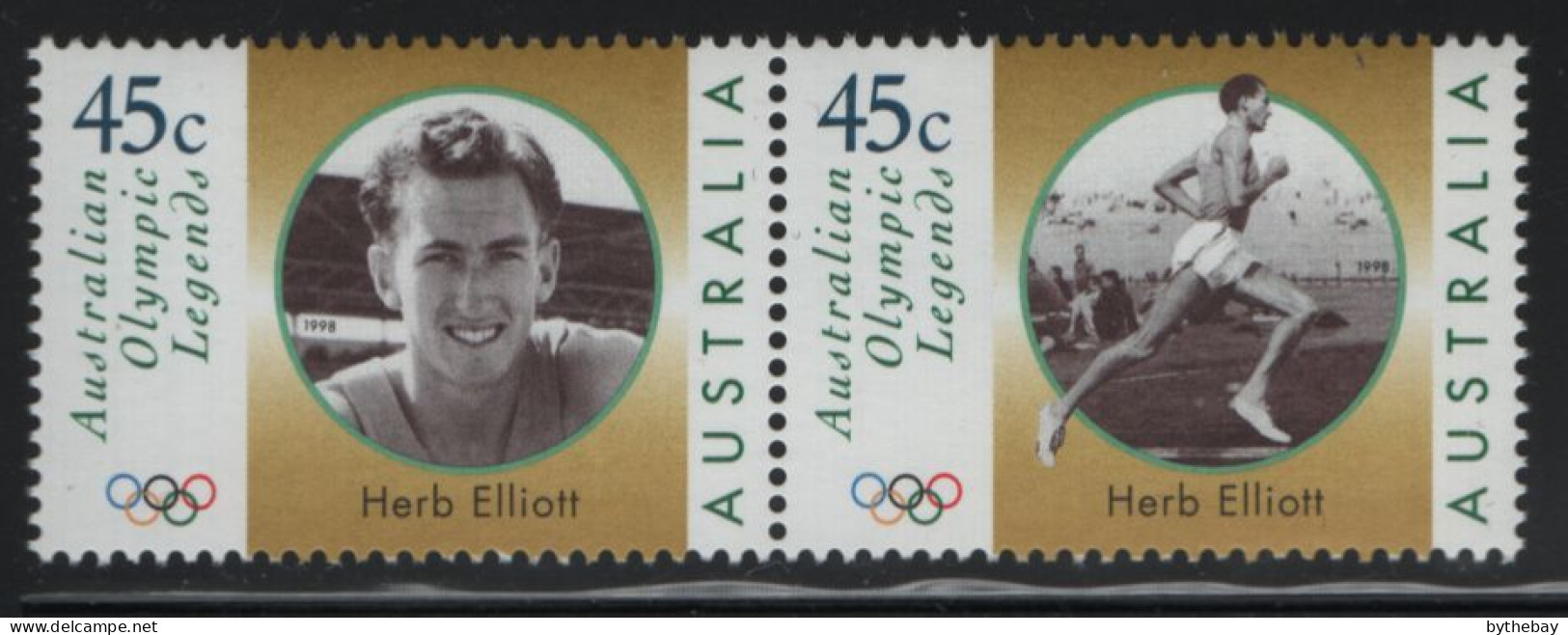 Australia 1998 MNH Sc 1634c-d 45c Herb Elliott Legendary Olympians Pair - Ungebraucht