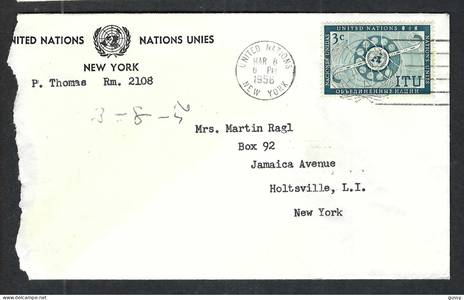 NATIONS UNIES Ca.1956: LSC De New York à Long Island - Briefe U. Dokumente