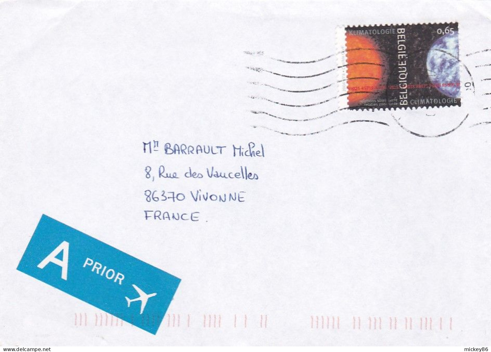 Belgique--2004 -Lettre De VERVIERS  Pour VIVONNE (France) --timbre Climatologie Seul Sur Lettre - Briefe U. Dokumente