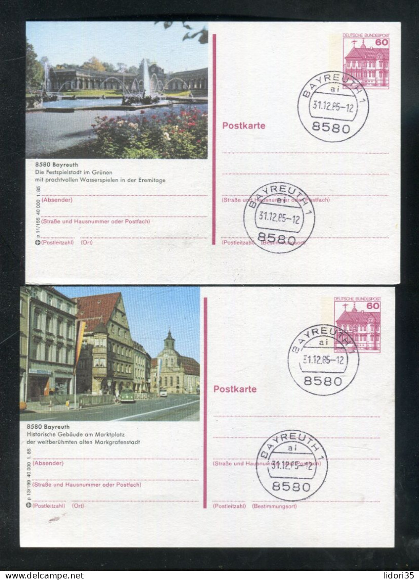 "BUNDESREPUBLIK DEUTSCHLAND" 2 Bildpostkarten Je Mit Bildgleichem Stempel Ex "BAYREUTH" (5531) - Geïllustreerde Postkaarten - Gebruikt