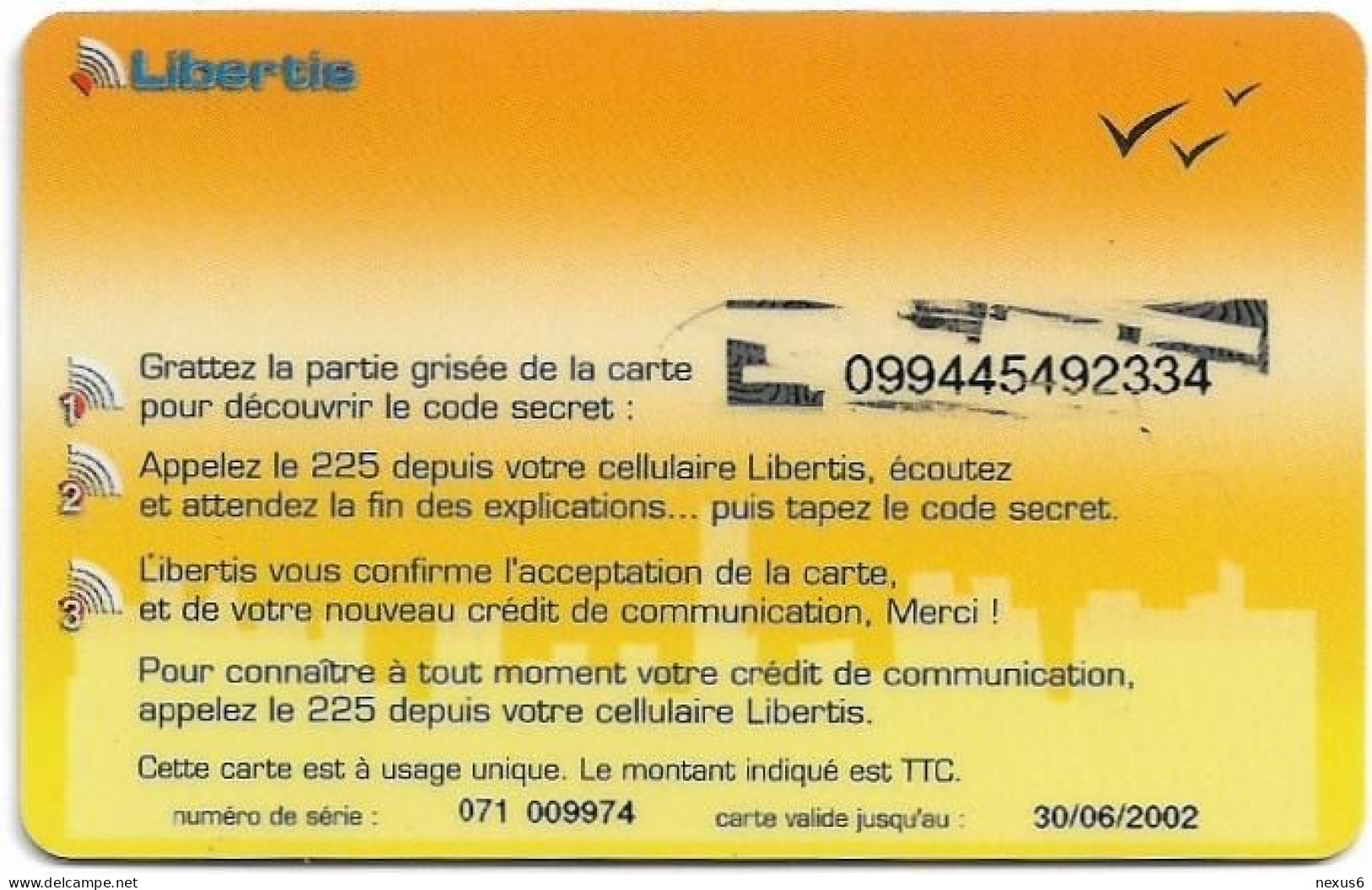 Gabon - Libertis - Ogooue Lolo, Exp.30.06.2002, GSM Refill 5.000FCFA, Used - Gabun