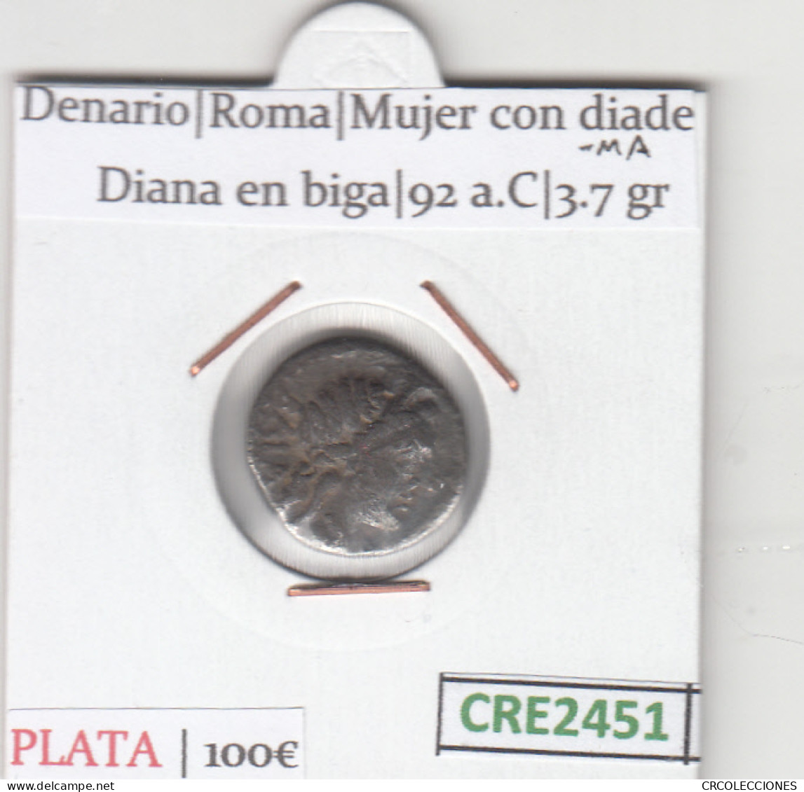 CRE2451 MONEDA REPUBLICA ROMANA DENARIO PLATA VER DESCRIPCION EN FOTO  - Repubblica (-280 / -27)