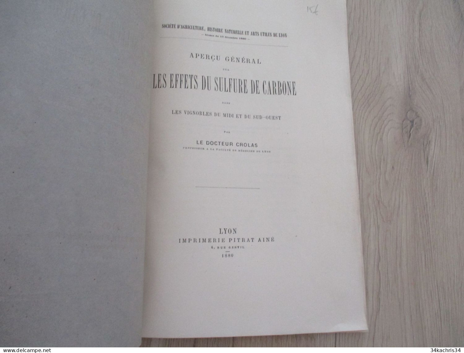 Vin Viticulture Archive Planchon Plaquette 23p Aperçu Sur Les Effets Des Sulfures De Carbone Sur Les Vignobles... Crolas - Sciences