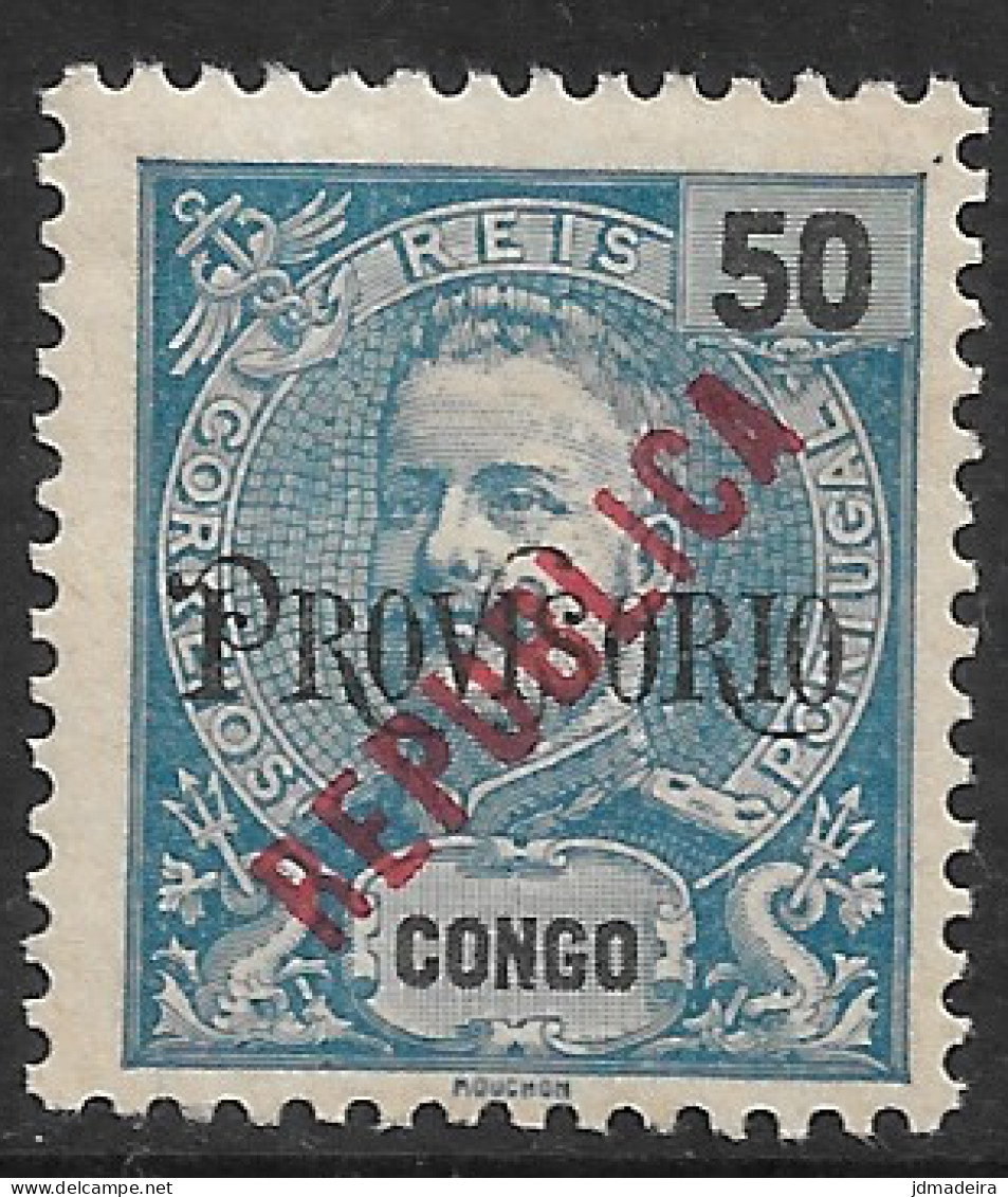 Portuguese Congo – 1914 King Carlos PROVISORIO Local Overprinted REPUBLICA 50 Réis Mint Stamp - Congo Portugais