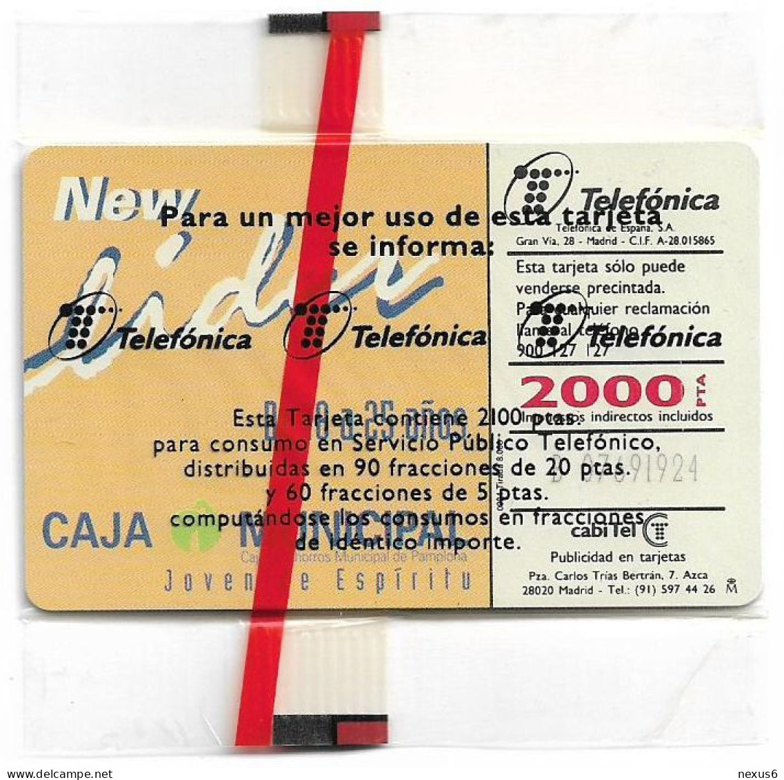 Spain - Telefónica - Provincias Españolas - Navarra - CP-040 - 09.1994, 2.000PTA, 8.000ex, NSB - Werbekarten