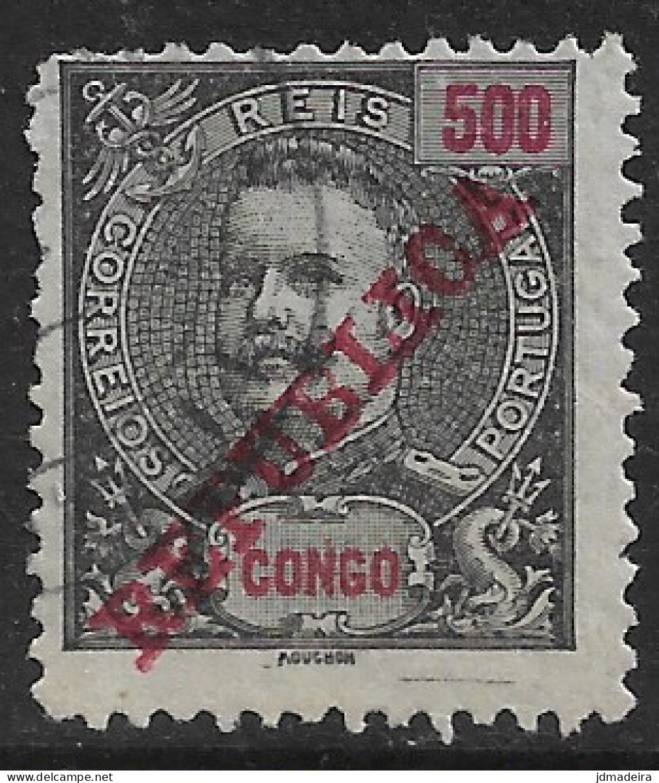 Portuguese Congo – 1911 King Carlos Overprinted REPUBLICA 500 Réis Used Stamp NOQUI Cancellation - Portuguese Congo