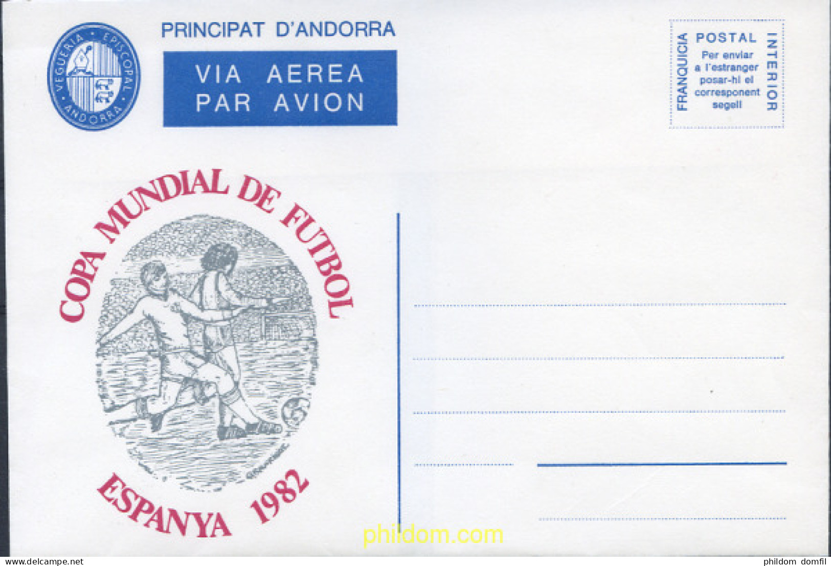 259930 MNH ANDORRA. Vegueria 1982 COPA DEL MUNDO DE FUTBOL. ESPAÑA-82 - Vegueria Episcopal