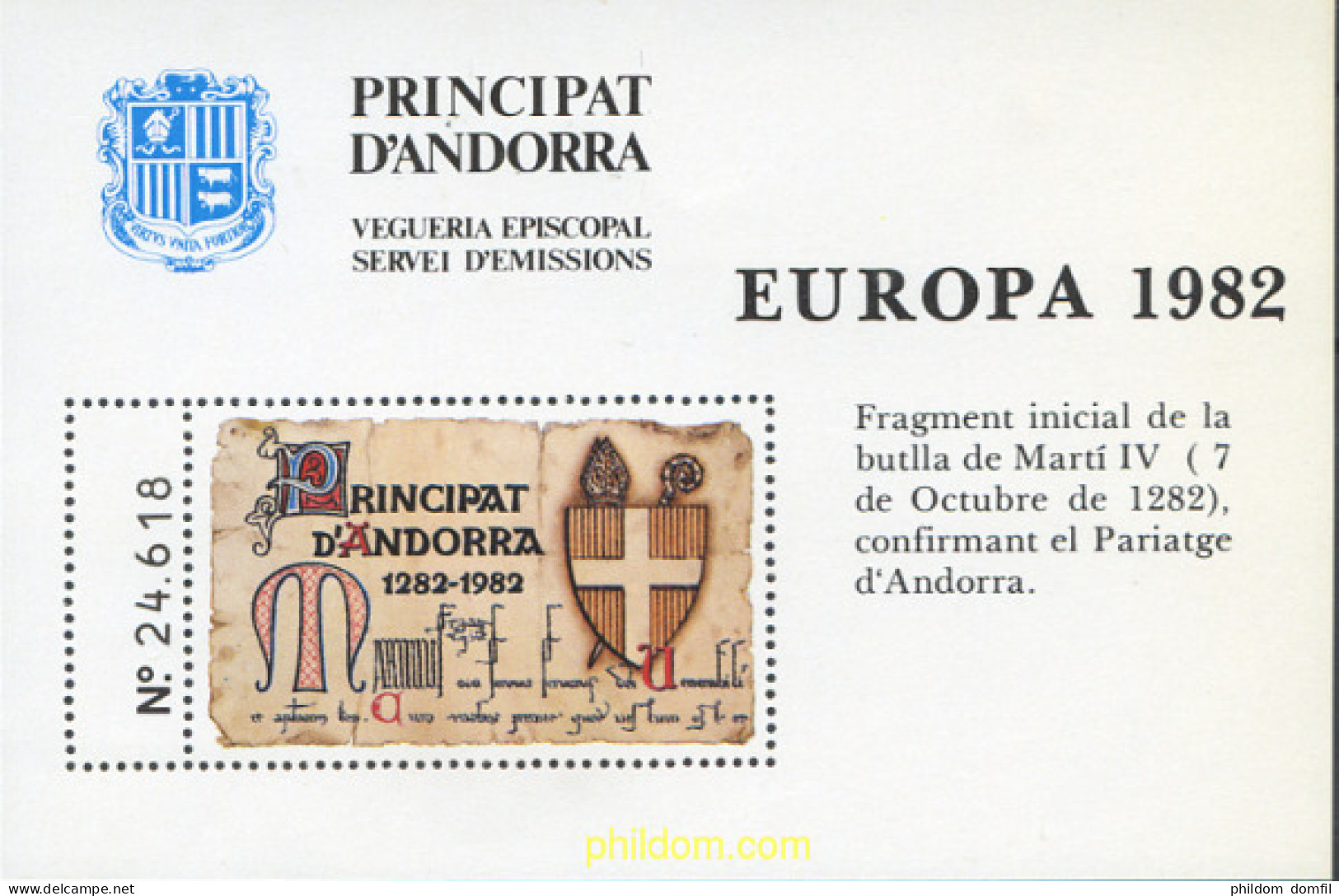 252118 MNH ANDORRA. Vegueria 1982 EUROPA 1982 - Episcopale Vignetten