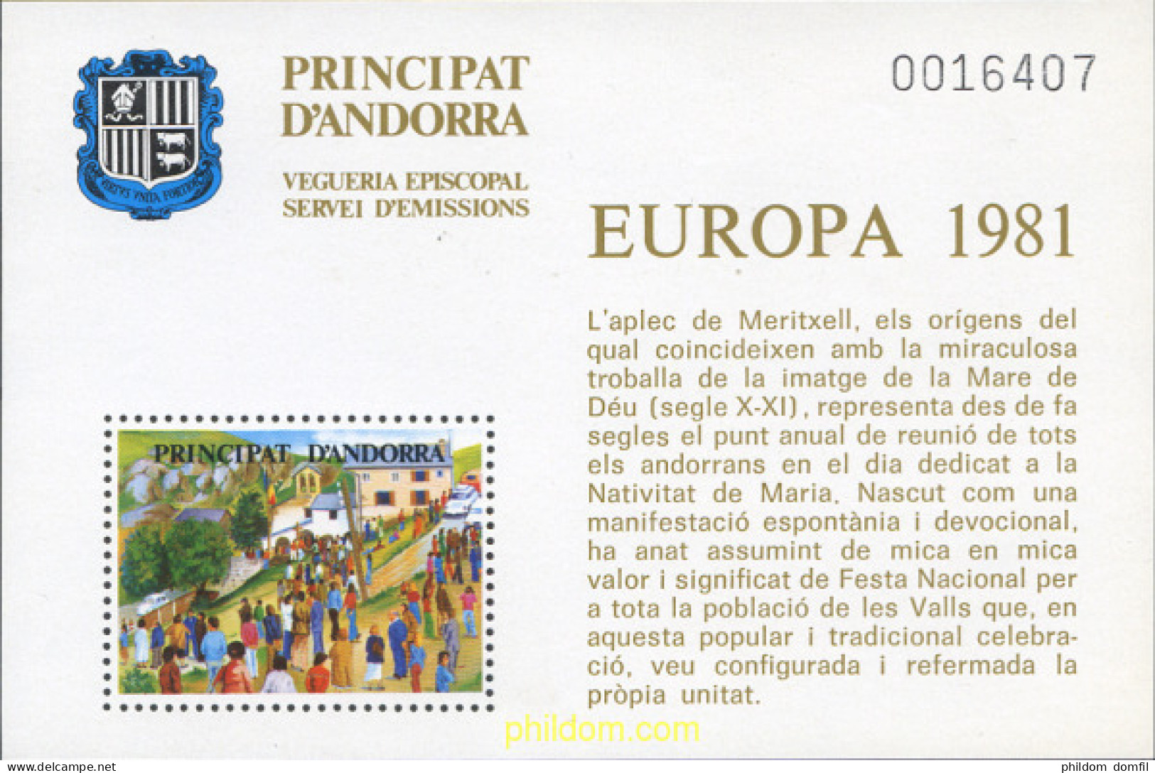 252113 MNH ANDORRA. Vegueria 1981 EUROPA 1981 - Episcopale Vignetten