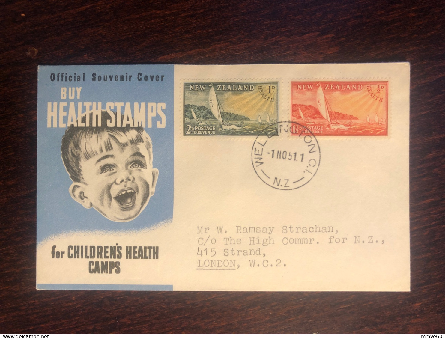 NEW ZEALAND FDC TRAVELLED COVER LETTER TO UK 1951 YEAR HEALTH MEDICINE - Covers & Documents