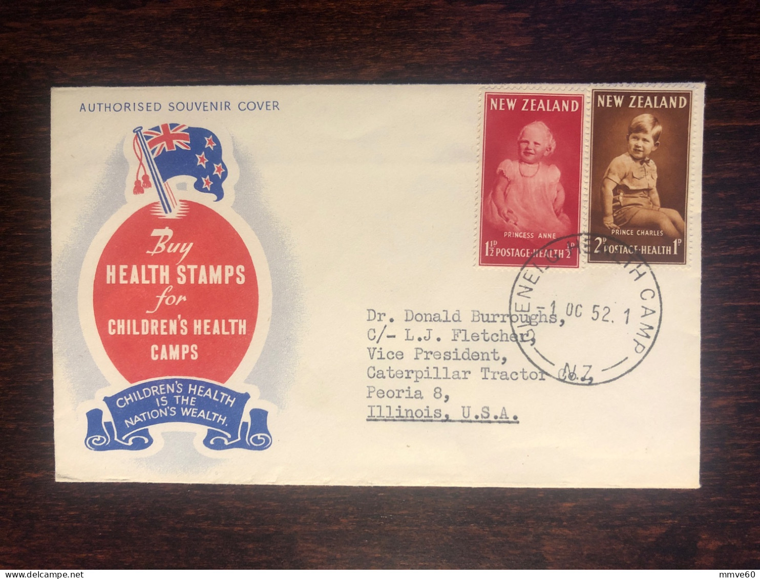 NEW ZEALAND FDC TRAVELLED COVER LETTER TO USA 1952 YEAR HEALTH MEDICINE - Cartas & Documentos