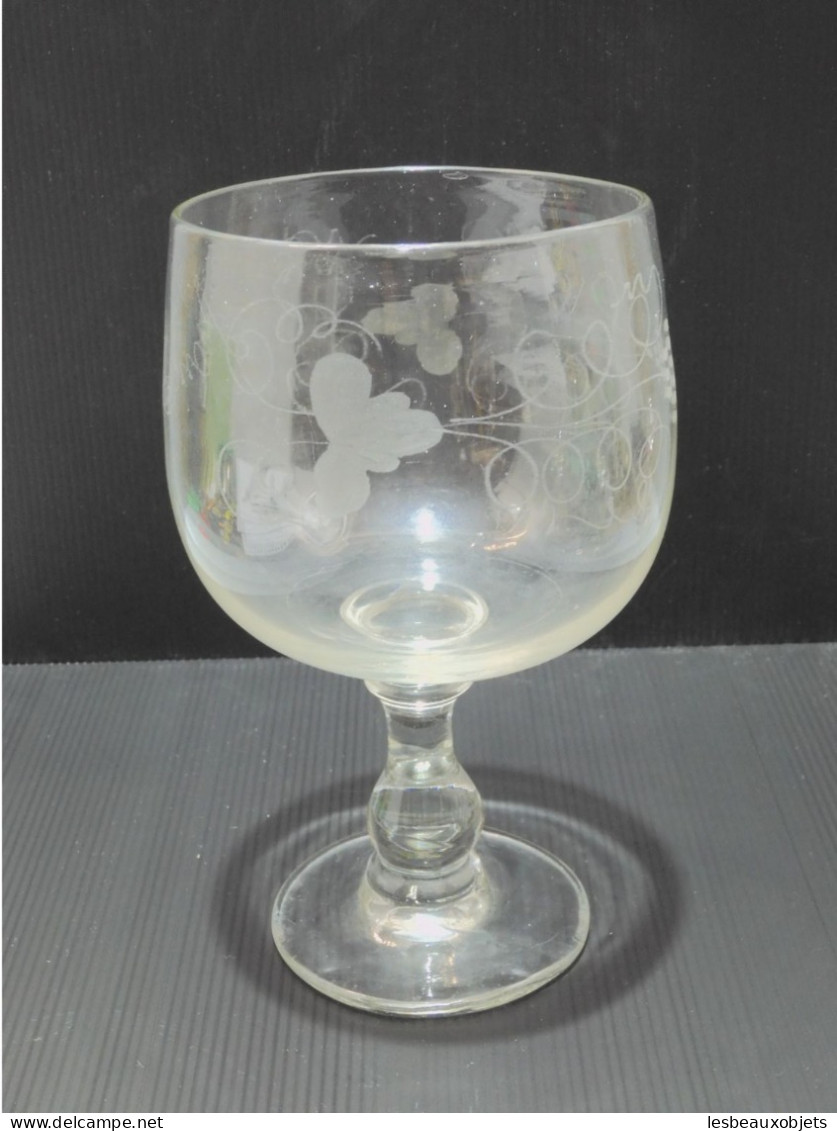 -ANCIEN TRES GRAND VERRE RINCE RAISIN Gravé AMITIE Pampres & GRAPPES RAISIN  E - Vetro & Cristallo