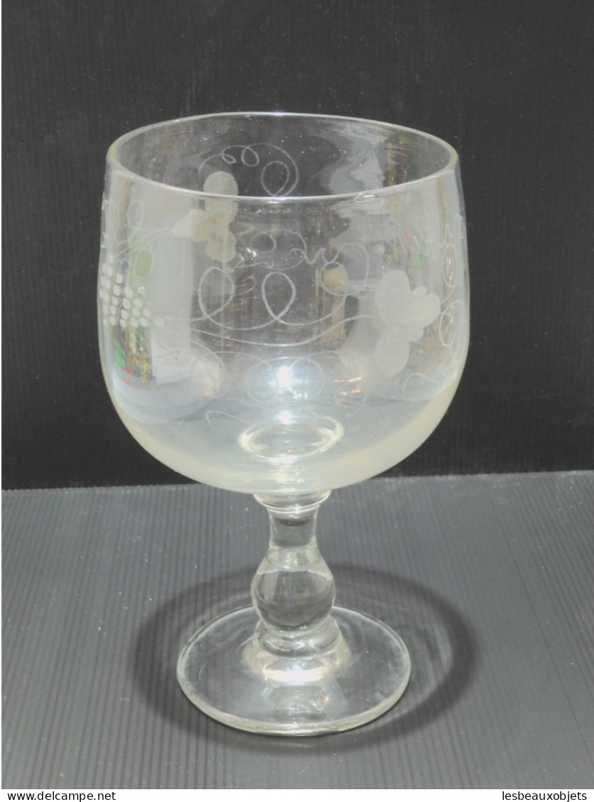 -ANCIEN TRES GRAND VERRE RINCE RAISIN Gravé AMITIE Pampres & GRAPPES RAISIN  E - Vidrio & Cristal