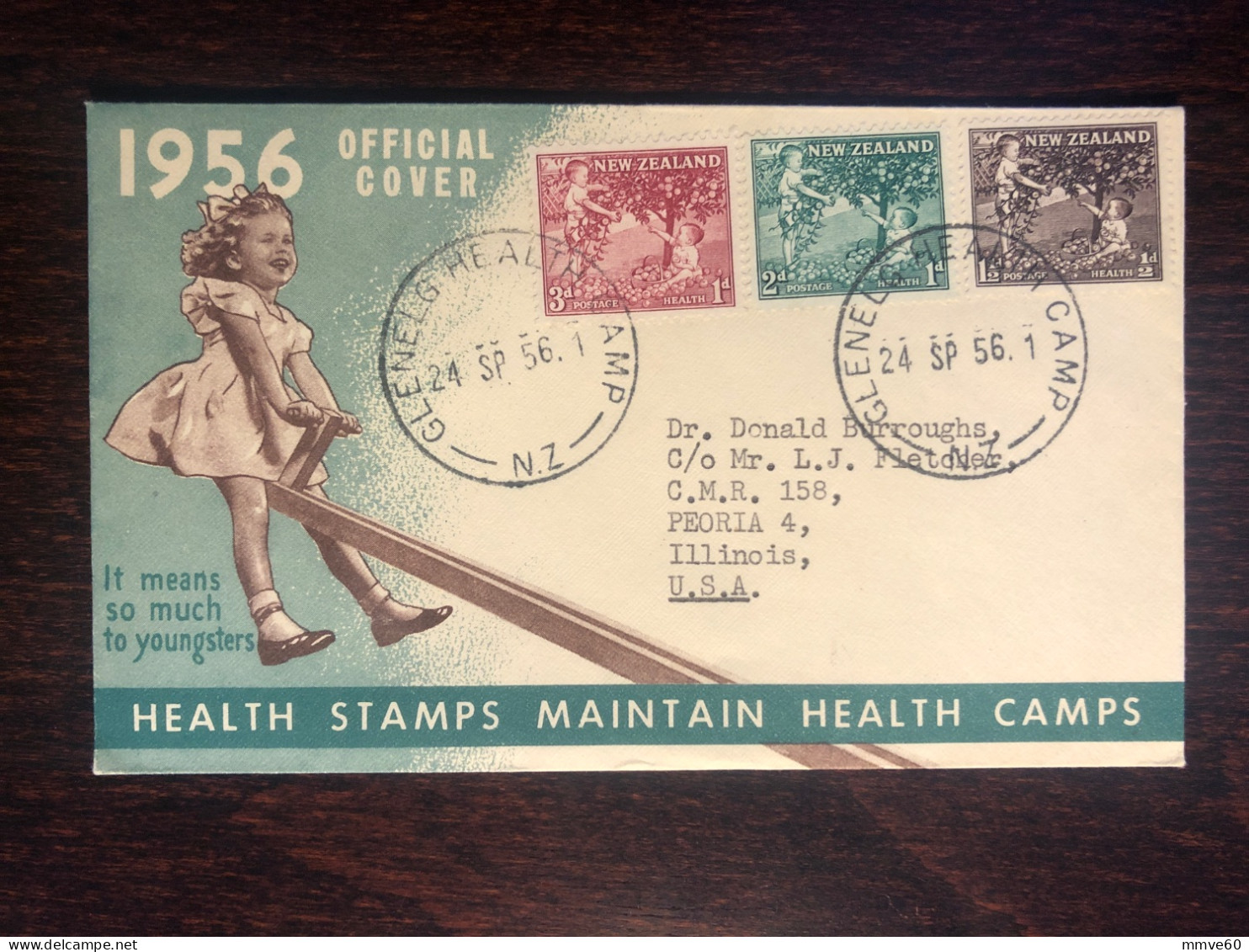 NEW ZEALAND FDC TRAVELLED COVER LETTER TO USA 1956 YEAR HEALTH MEDICINE - Briefe U. Dokumente