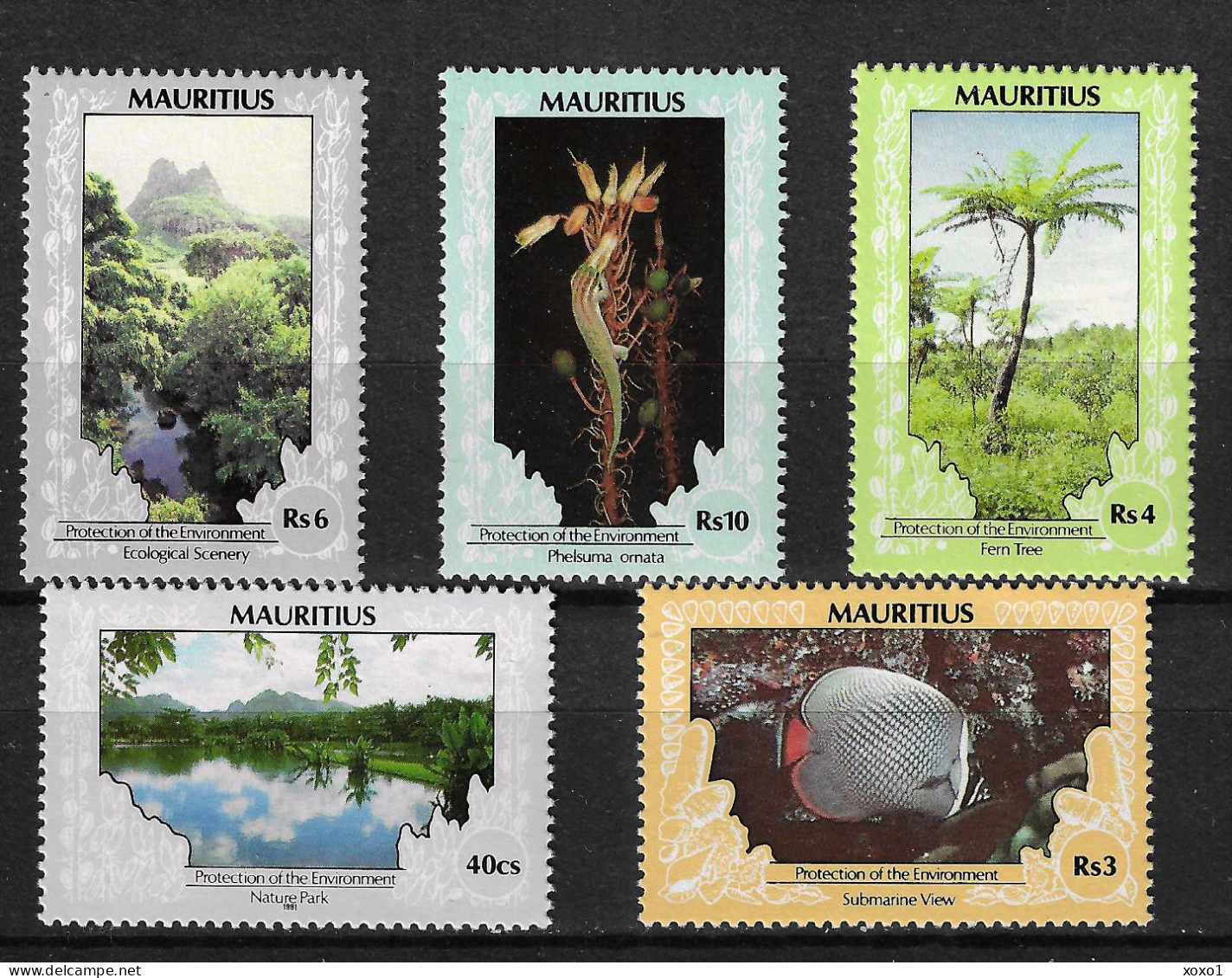 Mauritius 1989 MiNr. 678 - 682  Fishes, Reptiles, Plants 5v MNH    6.50 € - Maurice (1968-...)