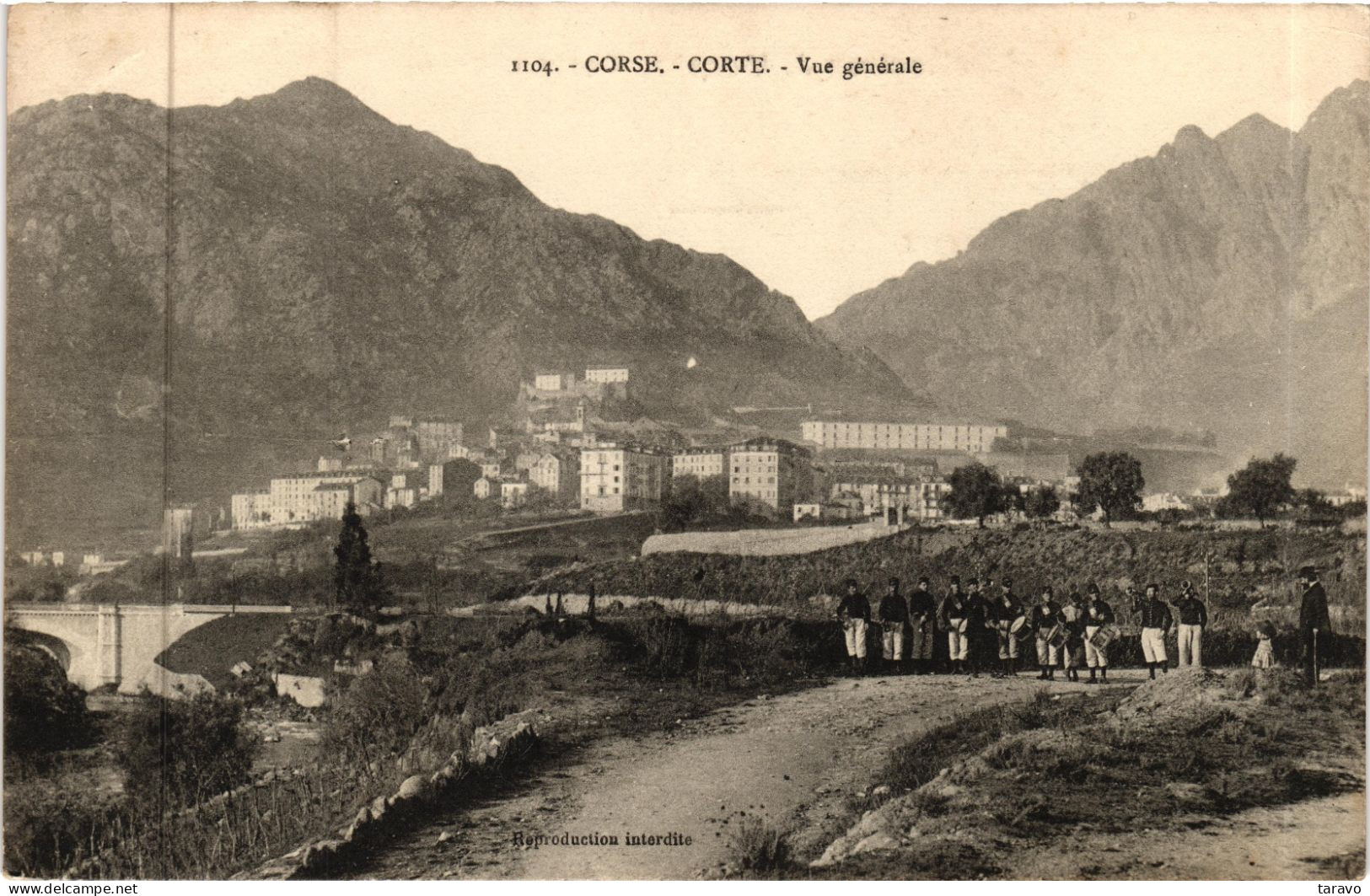 CORSE - CORTE - Sur La Route Du Camp D'entraînement, La Musique (Fanfare) Du 163ème R.I. - Corte